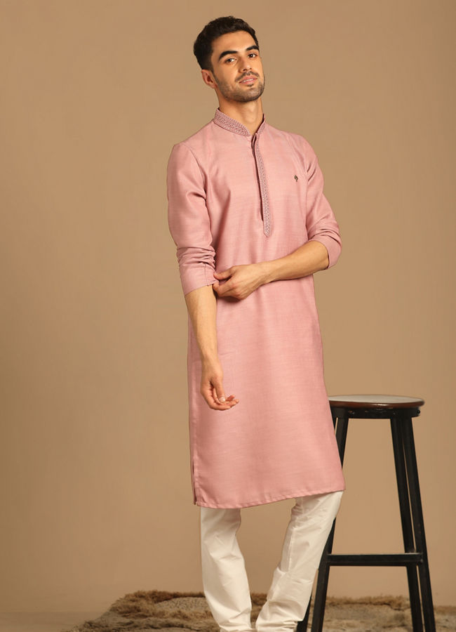 Buy Minimalist Pink Kurta Set Online in the USA Manyavar Kurta